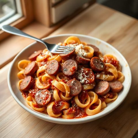 Pâtes à la sauce tomate et saucisses italiennes