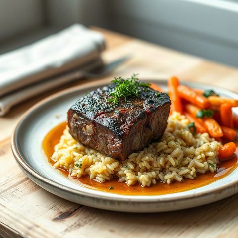Sirloin Steaks with Peppers and Rice