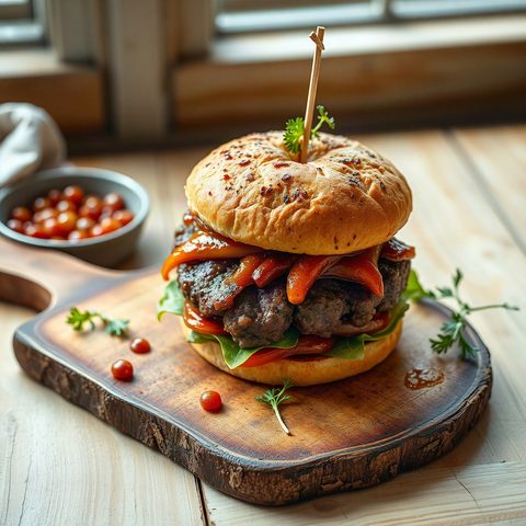 Grilled Pepper Beef Burgers