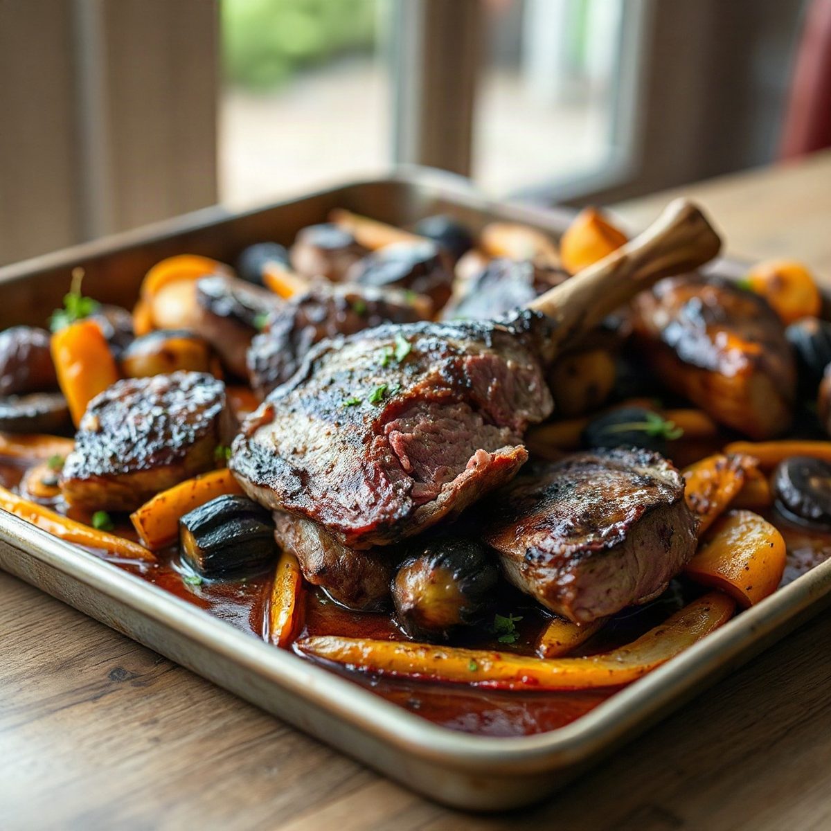 Rôti de palette braisé aux légumes racines