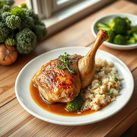 Poulet sauté au brocoli et riz