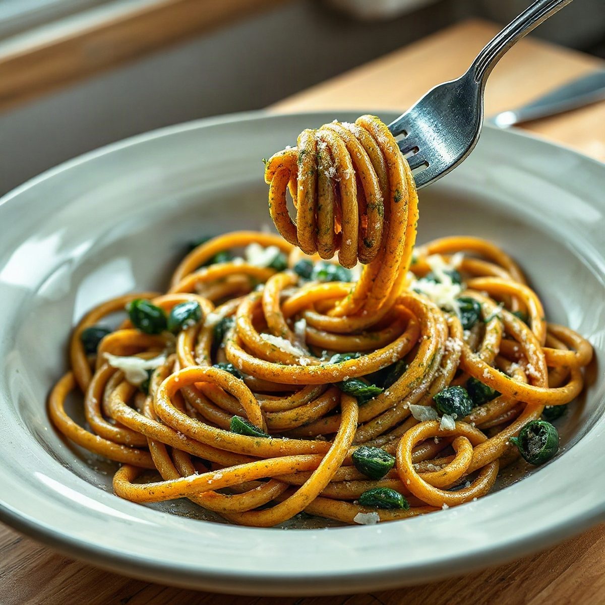 Tempeh Pesto Pasta with Edamame