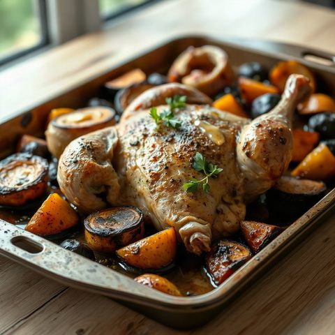 Butter Roast Chicken with Vegetables