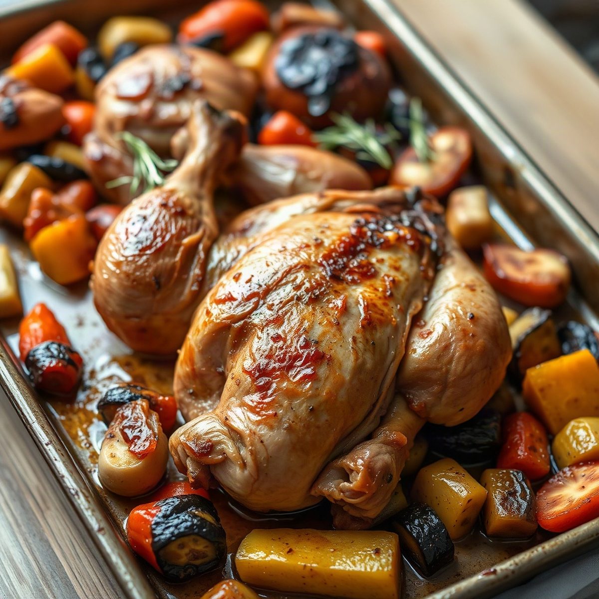 Poulet rôti aux légumes portugais