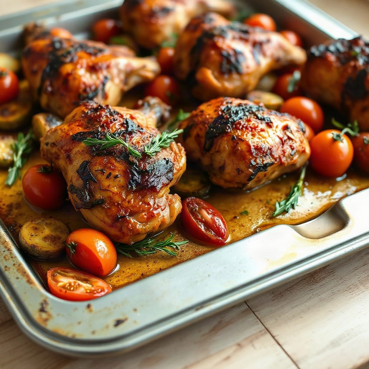 Pilons de poulet rôtis aux poivrons et tomates