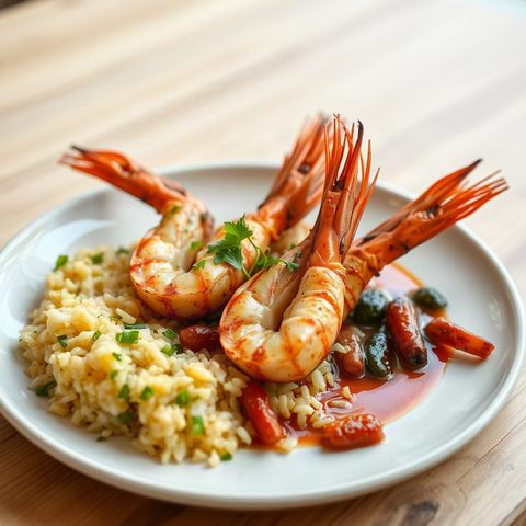Sautéed Shrimp with Peppers and Rice