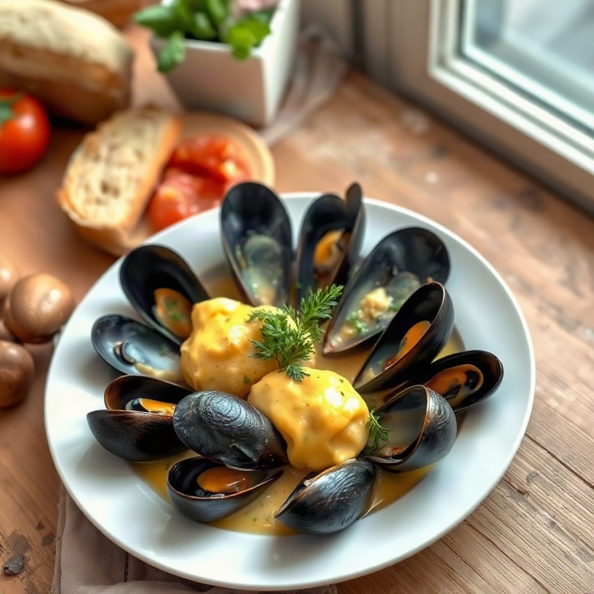 Creamy Buttered Mussels