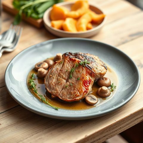 Pork chops in sour cream mushroom sauce