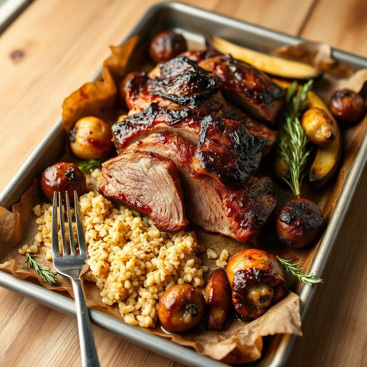 Roasted Char Siu Pork with Rice and Cucumber