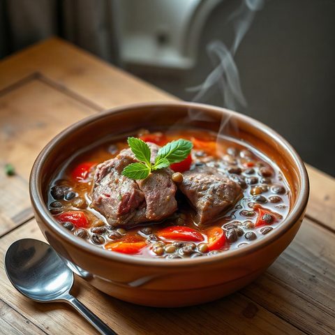 Beef Stew with Lentils and Tomatoes