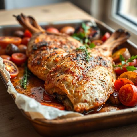 Roasted Whole Whiting with Tomatoes and Lemon