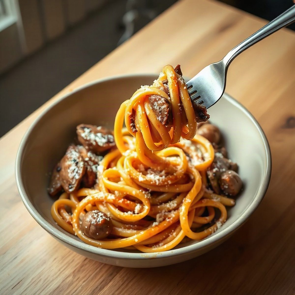 Smoked Meat & Mushroom Pasta