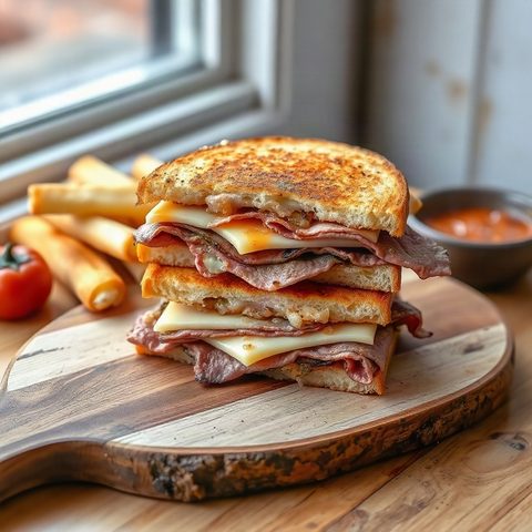 Pastrami Sandwiches with Provolone and Grilled Peppers