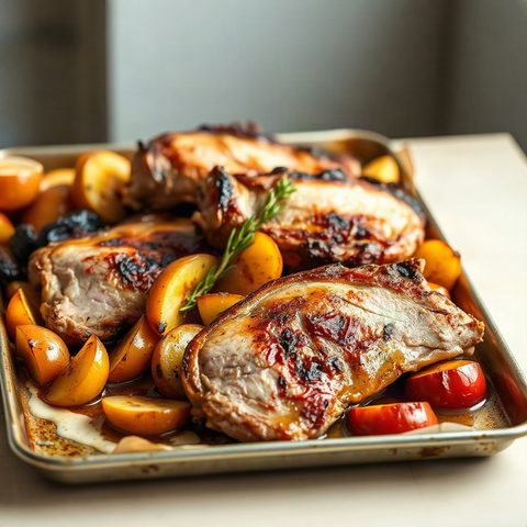 Pork Chops with Apples and Roasted Potatoes