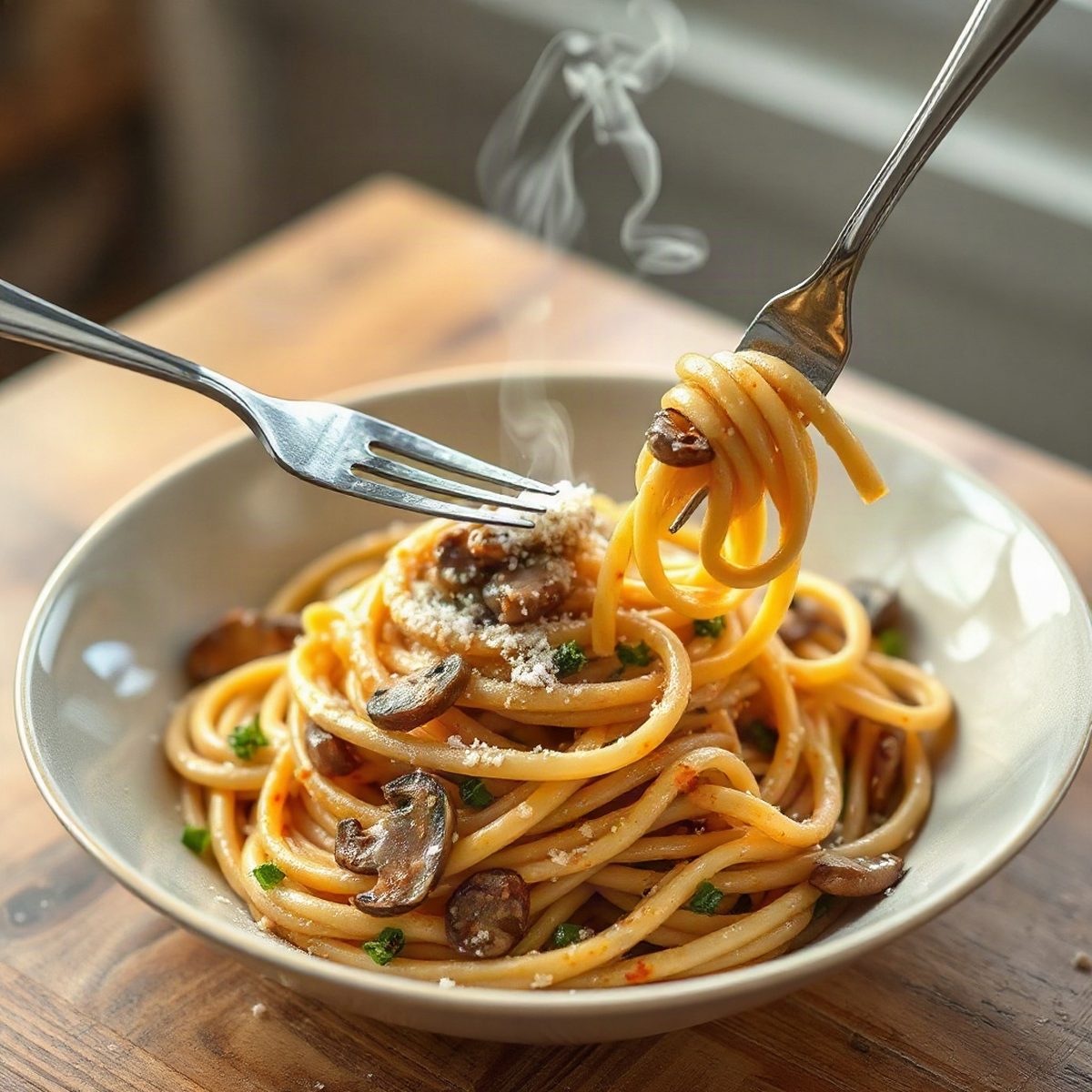 Creamy Mushroom Spinach Pasta