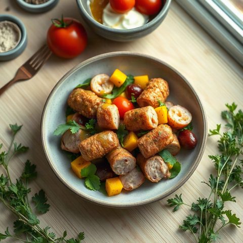 Crispy Sausage Rolls with Fresh Salad