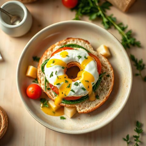 Scrambled Egg and Spinach Bagels
