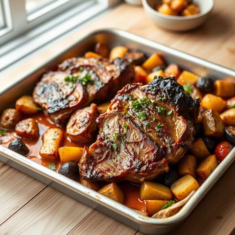 Diana Pork Ribs with Roasted Potatoes