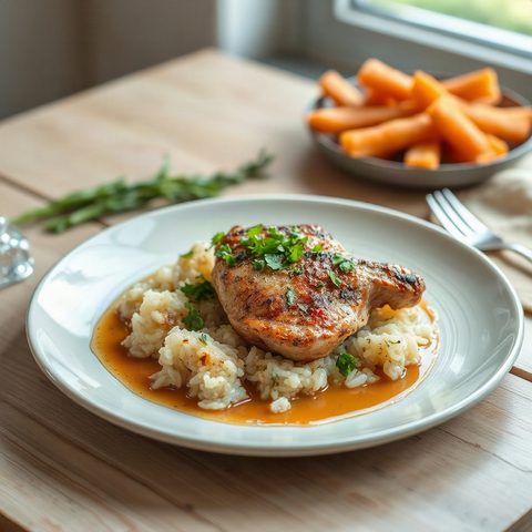 Chicken Breast with Green Onions and Rice