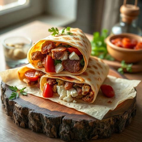 Beef Salami and Feta Wraps
