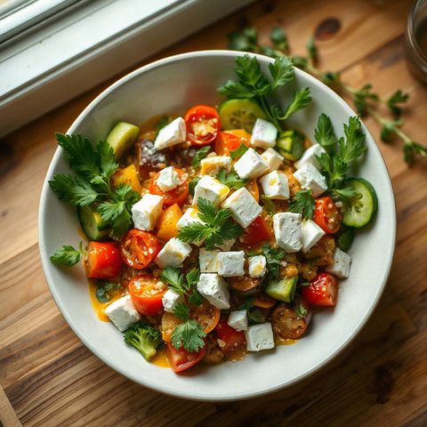 Bulgur Salad with Feta and Vegetables