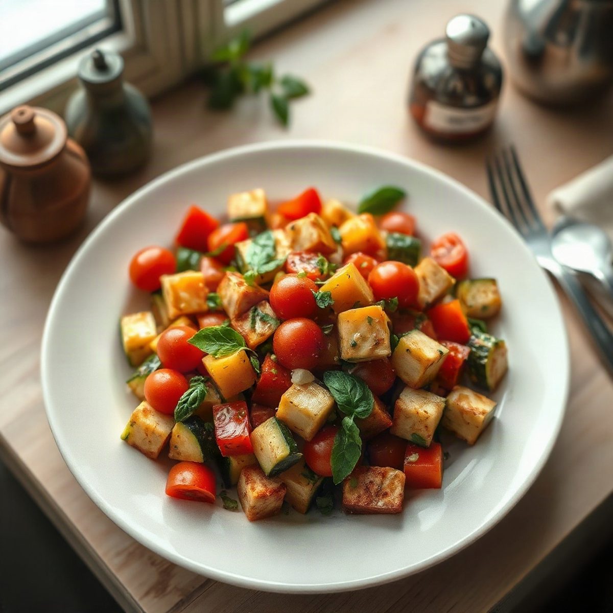 Tomato Zucchini Tofu Sauté