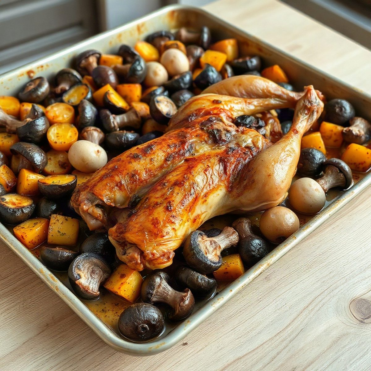 Roast Chicken with Mushrooms and Potatoes
