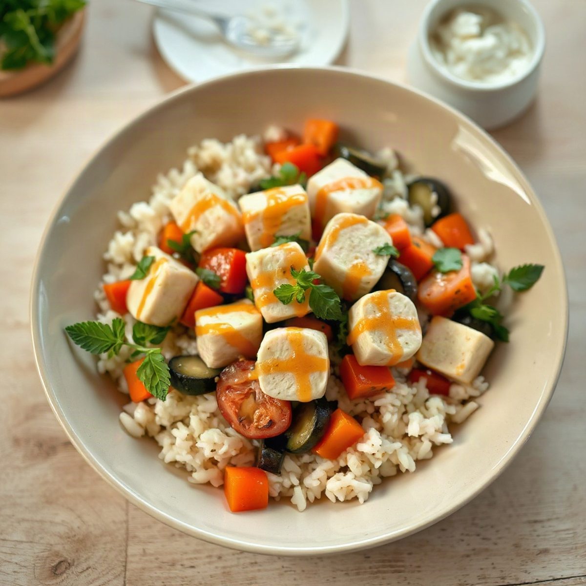 Sauté de tofu aux légumes et riz