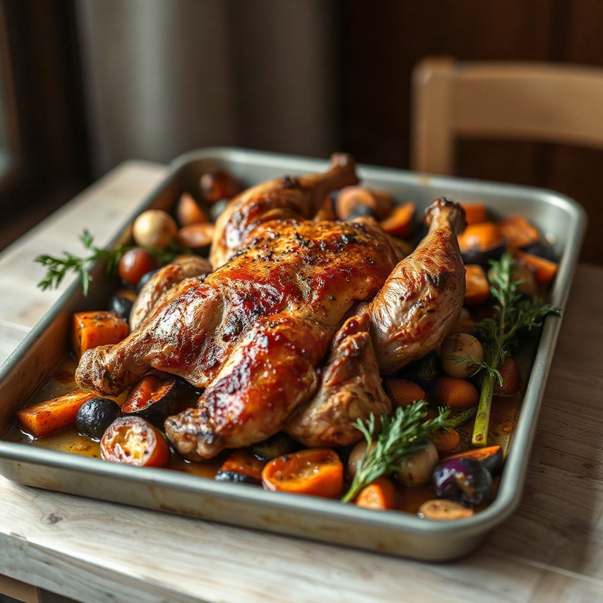 Poulet rôti aux légumes racines