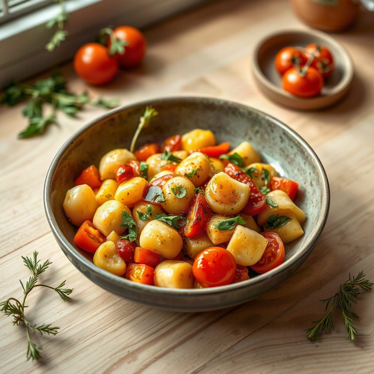Skillet Gnocchi with Spinach and Tomatoes