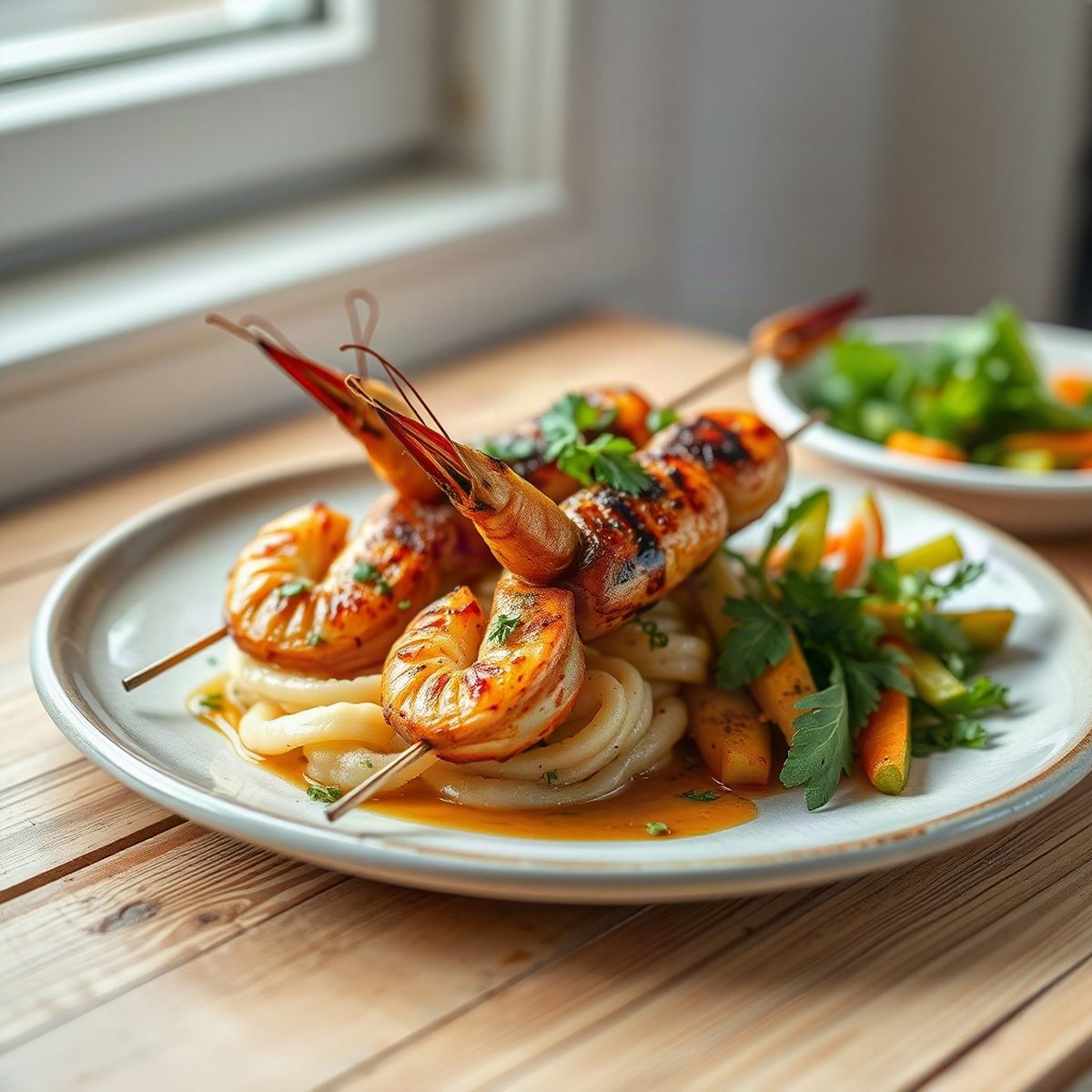 Brochettes de crevettes grillées aux poivrons
