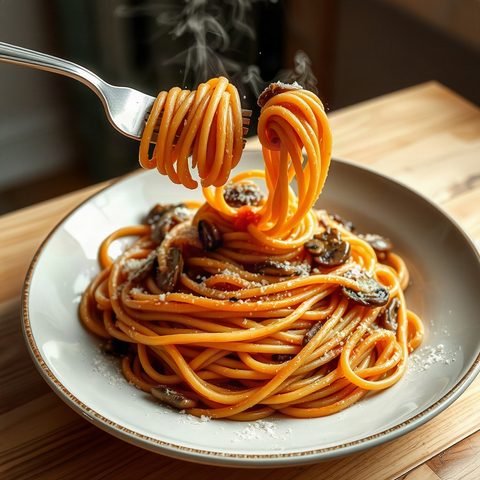 Ground Pork and Mushroom Spaghetti