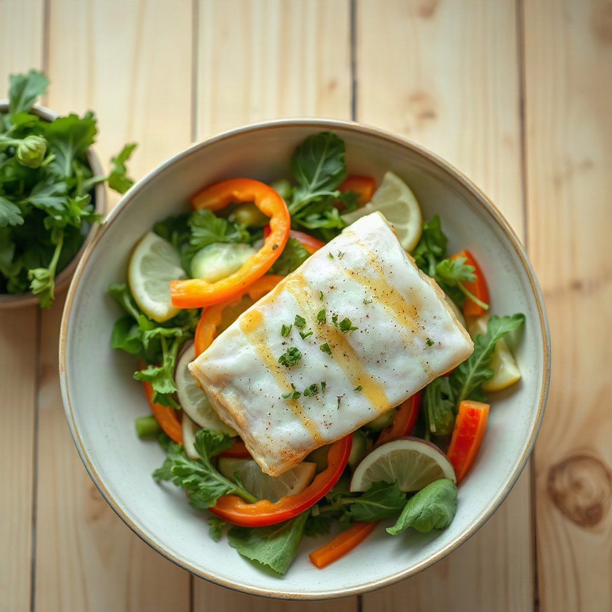 Filets de basa panés au citron et salade de chou