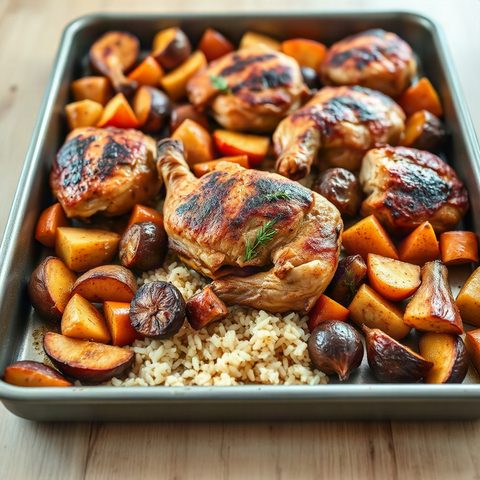 Soy-roasted chicken drumsticks with rice