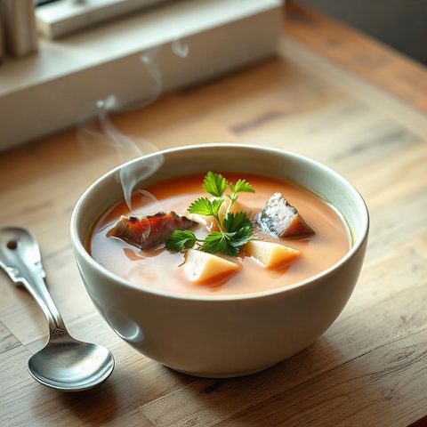 Beef bone and corn noodle soup