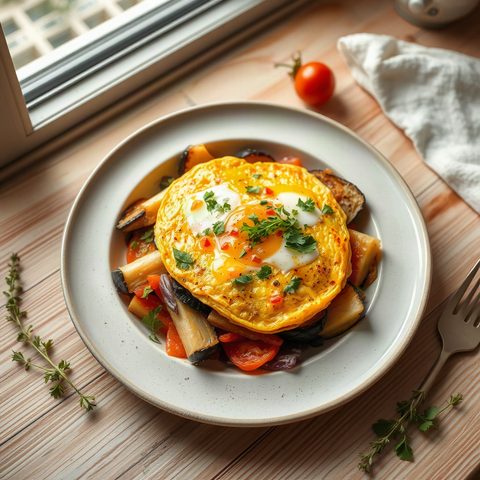 Eggplant and Cheddar Omelette