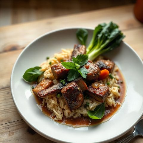 Riz sauté longanisa et bok choy