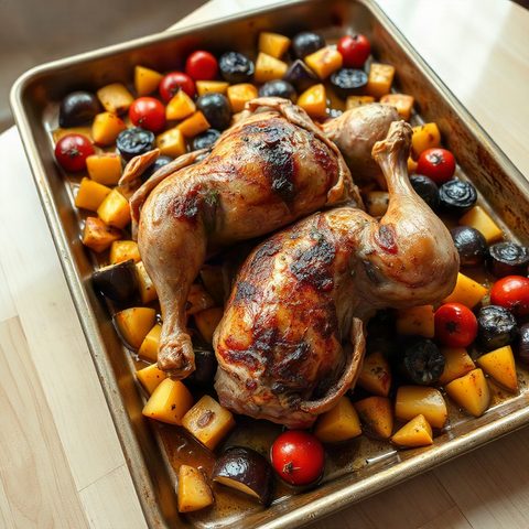 Roast Chicken with Potatoes and Red Onions