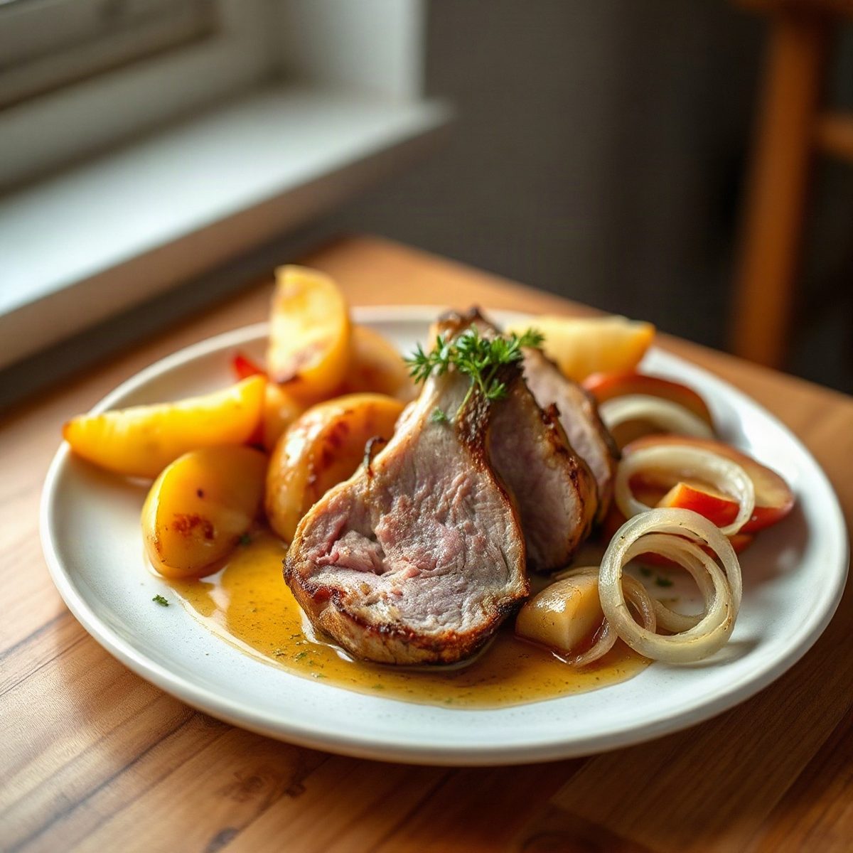 Caramelized Pork Chops with Apples and Onions