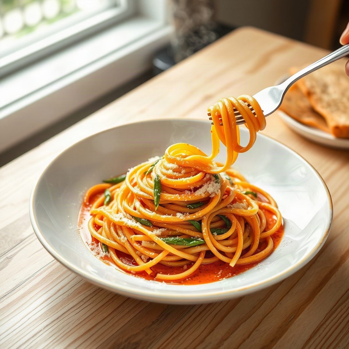 Skate Wing with Spinach and Spaghetti