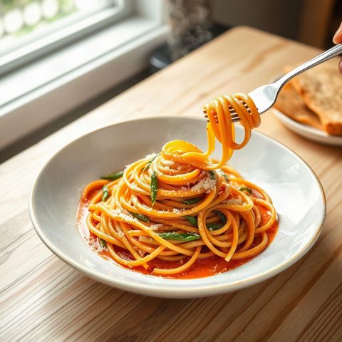 Skate Wing with Spinach and Spaghetti