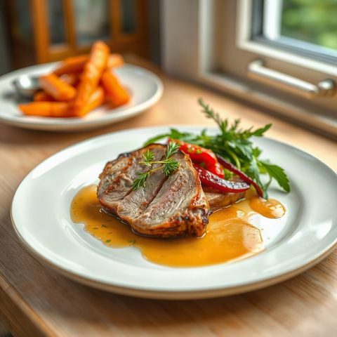 Pork ribs with red peppers
