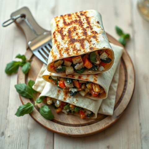 Eggplant and Goat Cheese Veggie Wraps