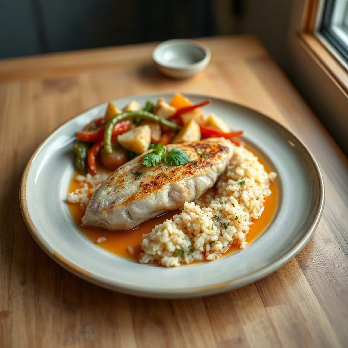 Poêlée de dinde au chou et riz