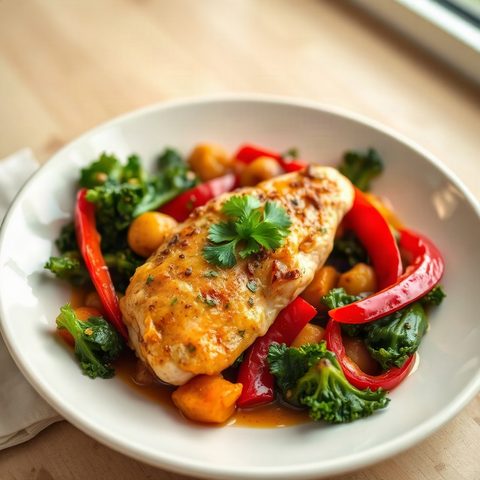 Chicken Stir-Fry with Red Peppers and Kale