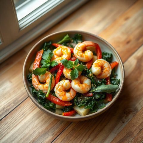 Shrimp and Kale Stir-Fry Bowl