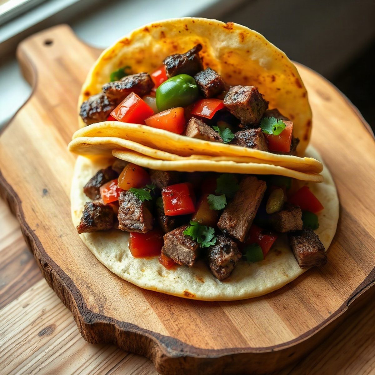 Duck confit tacos with mini peppers and salsa