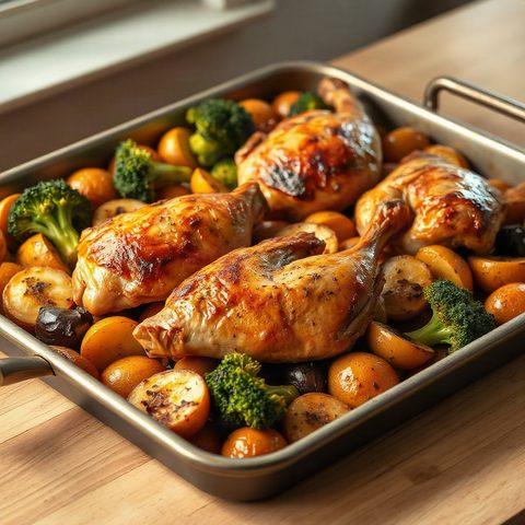 Roast Chicken with Broccoli and Potatoes