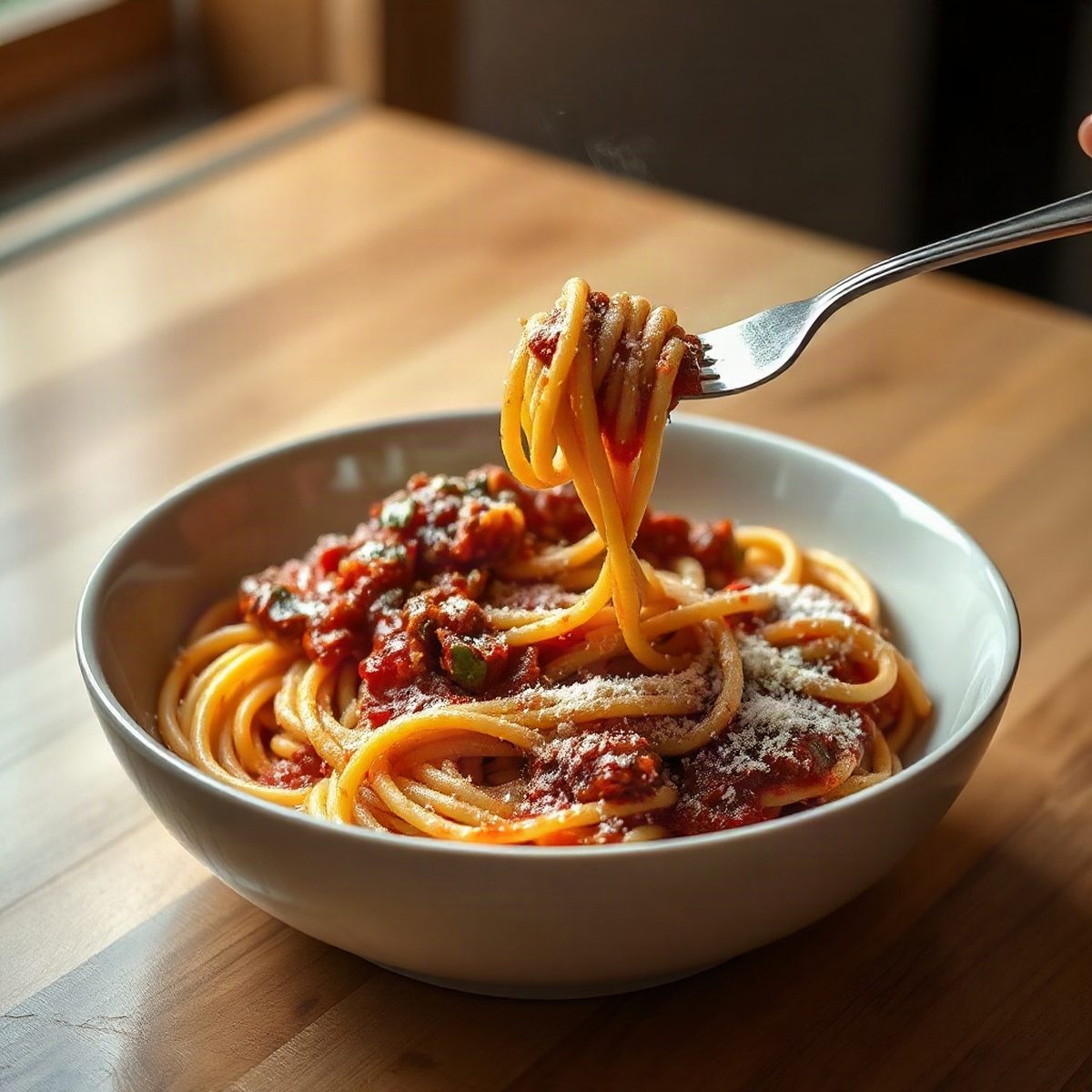 Tempeh Bolognese Spaghetti