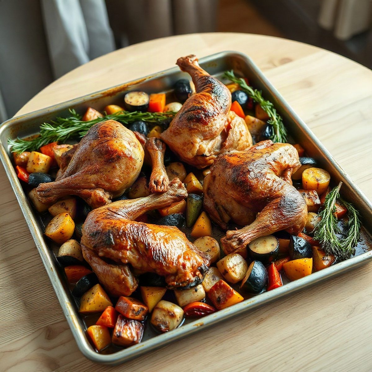 Pilons de poulet rôtis aux légumes